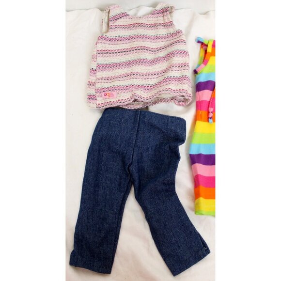 18" Doll Clothing Lot Handmade OG Dress Jeans Shirt 4pc Lot Rainbow Stripes - Picture 3 of 6